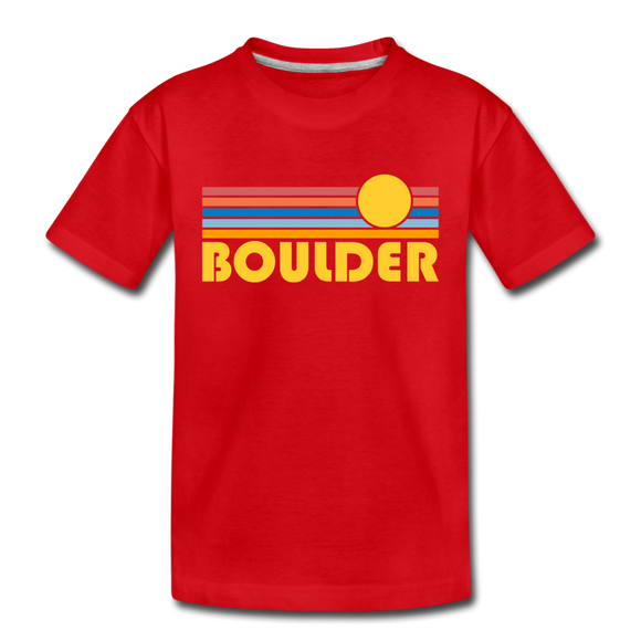 Boulder, Colorado Toddler T-Shirt - Retro Sun Boulder Toddler Tee - red