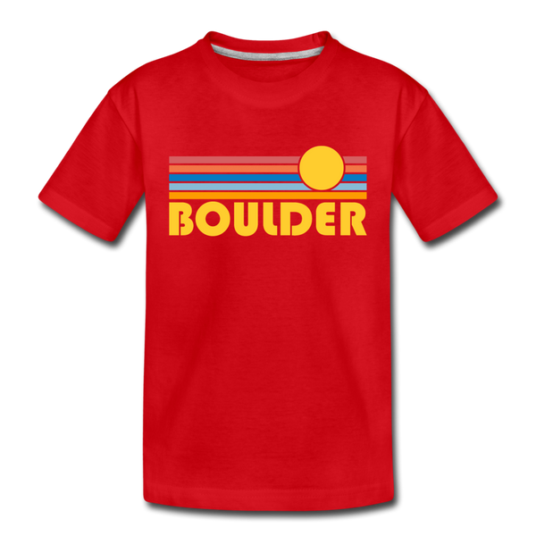 Boulder, Colorado Toddler T-Shirt - Retro Sun Boulder Toddler Tee - red