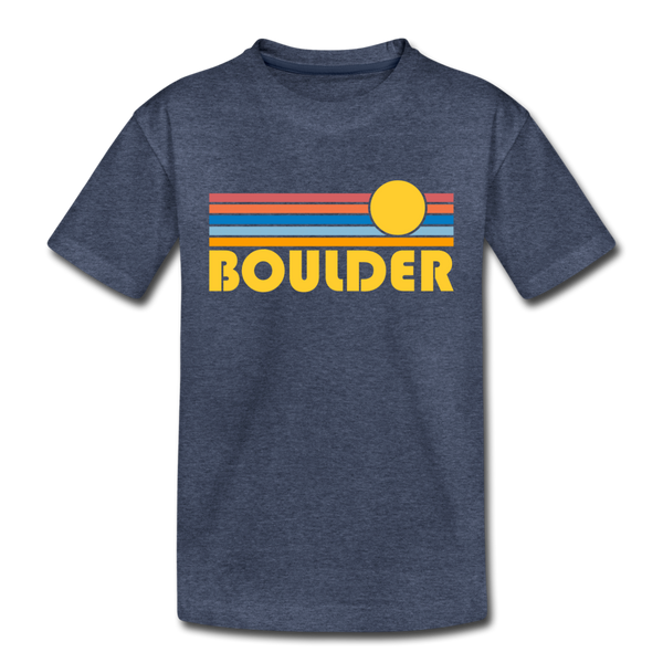 Boulder, Colorado Toddler T-Shirt - Retro Sun Boulder Toddler Tee - heather blue