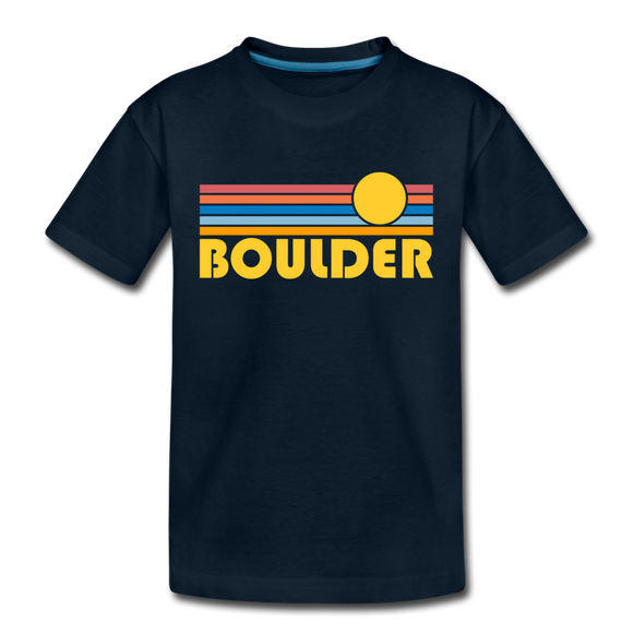 Boulder, Colorado Toddler T-Shirt - Retro Sun Boulder Toddler Tee - deep navy
