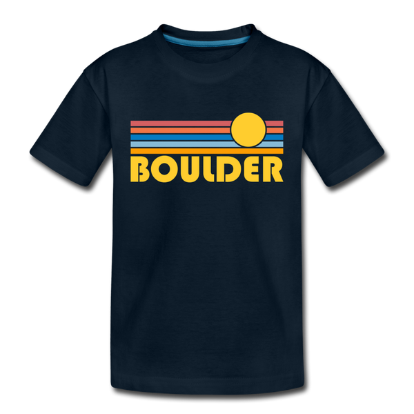 Boulder, Colorado Toddler T-Shirt - Retro Sun Boulder Toddler Tee - deep navy