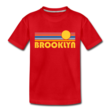Brooklyn, New York Toddler T-Shirt - Retro Sun Brooklyn Toddler Tee - red