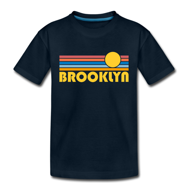 Brooklyn, New York Toddler T-Shirt - Retro Sun Brooklyn Toddler Tee - deep navy