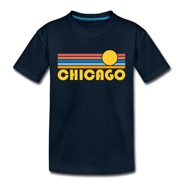Chicago, Illinois Toddler T-Shirt - Retro Sun Chicago Toddler Tee - deep navy