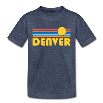Denver, Colorado Toddler T-Shirt - Retro Sun Denver Toddler Tee - heather blue