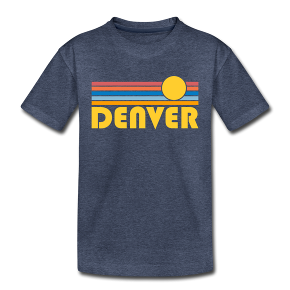 Denver, Colorado Toddler T-Shirt - Retro Sun Denver Toddler Tee - heather blue