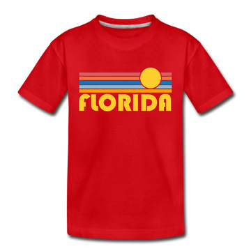 Florida Toddler T-Shirt - Retro Sun Florida Toddler Tee - red