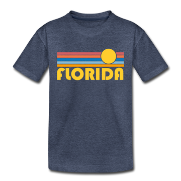 Florida Toddler T-Shirt - Retro Sun Florida Toddler Tee - heather blue