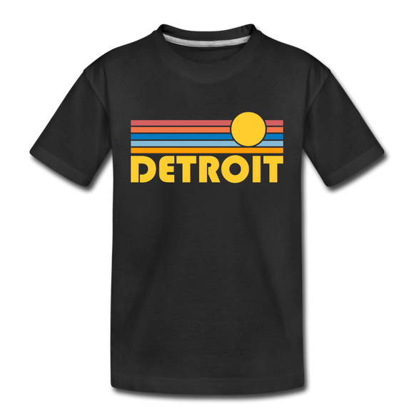 Detroit, Michigan Toddler T-Shirt - Retro Sun Detroit Toddler Tee - black