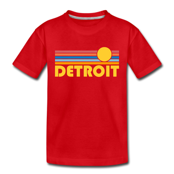 Detroit, Michigan Toddler T-Shirt - Retro Sun Detroit Toddler Tee - red