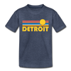 Detroit, Michigan Toddler T-Shirt - Retro Sun Detroit Toddler Tee - heather blue