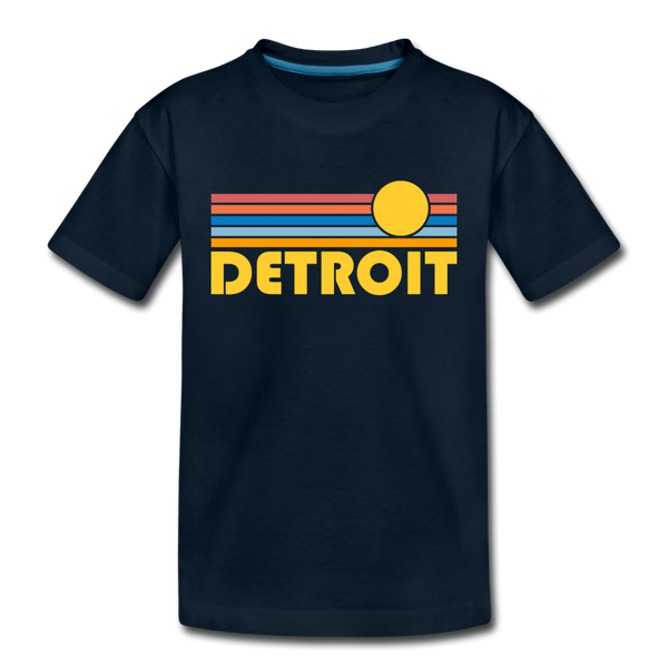 Detroit, Michigan Toddler T-Shirt - Retro Sun Detroit Toddler Tee - deep navy