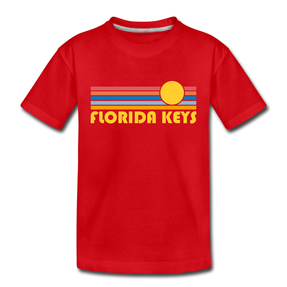 Florida Keys, Florida Toddler T-Shirt - Retro Sun Florida Keys Toddler Tee - red