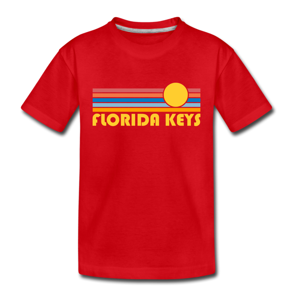 Florida Keys, Florida Toddler T-Shirt - Retro Sun Florida Keys Toddler Tee - red