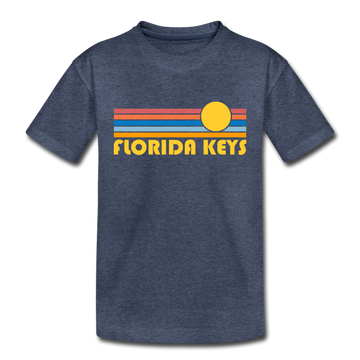 Florida Keys, Florida Toddler T-Shirt - Retro Sun Florida Keys Toddler Tee - heather blue