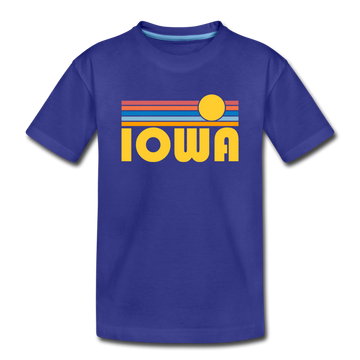 Iowa Toddler T-Shirt - Retro Sun Iowa Toddler Tee - royal blue