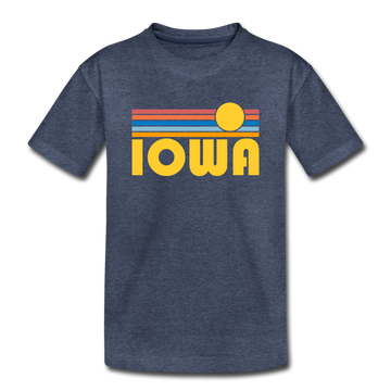 Iowa Toddler T-Shirt - Retro Sun Iowa Toddler Tee - heather blue