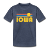 Iowa Toddler T-Shirt - Retro Sun Iowa Toddler Tee - heather blue