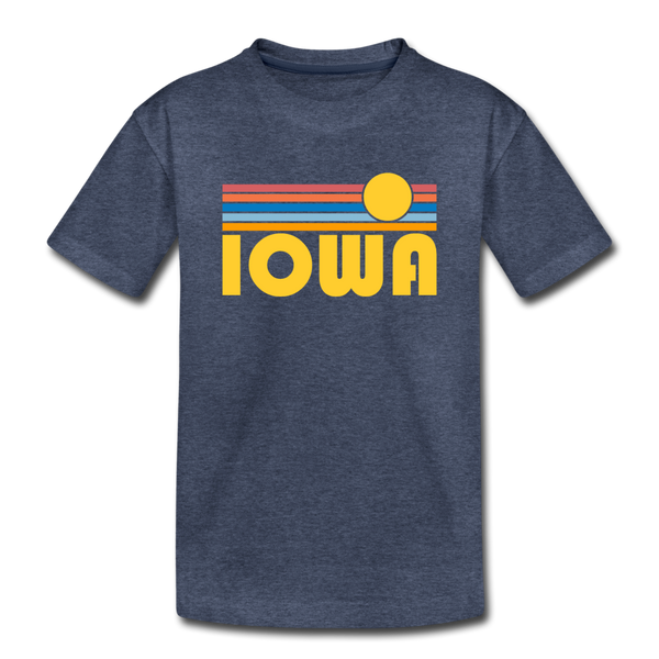 Iowa Toddler T-Shirt - Retro Sun Iowa Toddler Tee - heather blue