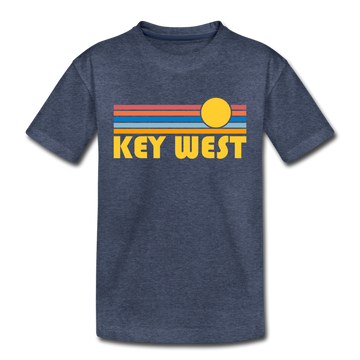 Key West, Florida Toddler T-Shirt - Retro Sun Key West Toddler Tee - heather blue
