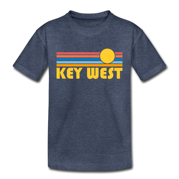 Key West, Florida Toddler T-Shirt - Retro Sun Key West Toddler Tee - heather blue