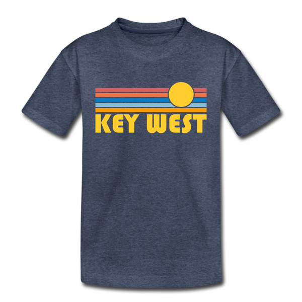 Key West, Florida Toddler T-Shirt - Retro Sun Key West Toddler Tee - heather blue