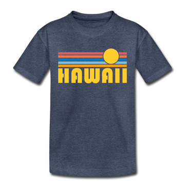 Hawaii Toddler T-Shirt - Retro Sun Hawaii Toddler Tee - heather blue