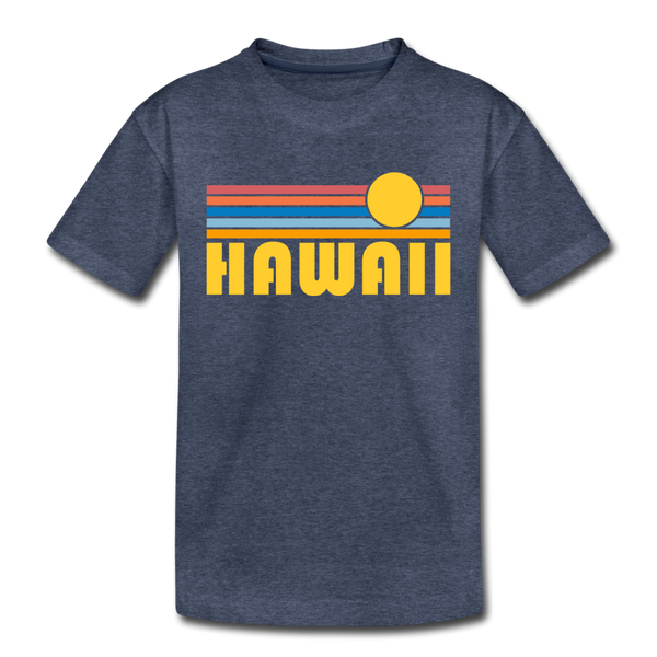 Hawaii Toddler T-Shirt - Retro Sun Hawaii Toddler Tee - heather blue