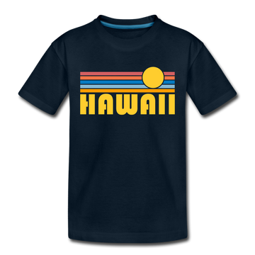 Hawaii Toddler T-Shirt - Retro Sun Hawaii Toddler Tee - deep navy
