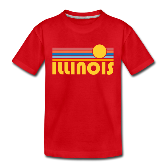 Illinois Toddler T-Shirt - Retro Sun Illinois Toddler Tee - red