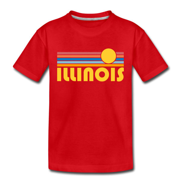 Illinois Toddler T-Shirt - Retro Sun Illinois Toddler Tee - red