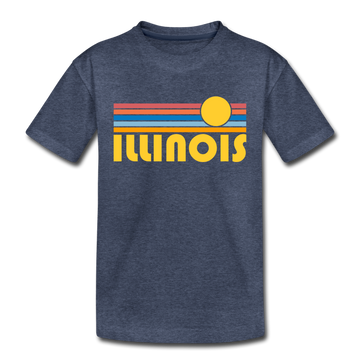 Illinois Toddler T-Shirt - Retro Sun Illinois Toddler Tee - heather blue