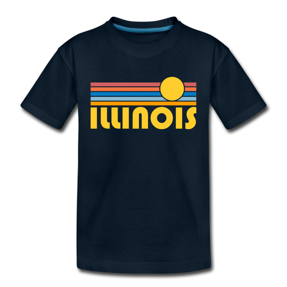 Illinois Toddler T-Shirt - Retro Sun Illinois Toddler Tee - deep navy