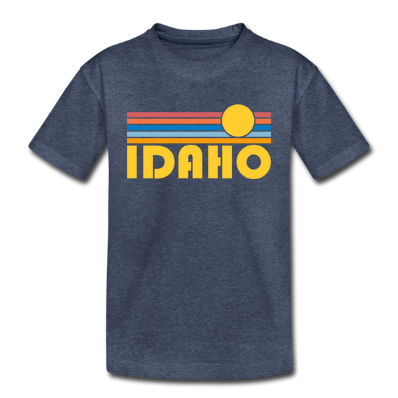 Idaho Toddler T-Shirt - Retro Sun Idaho Toddler Tee - heather blue