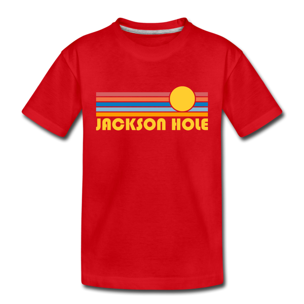 Jackson Hole, Wyoming Toddler T-Shirt - Retro Sun Jackson Hole Toddler Tee - red