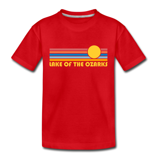 Lake of the Ozarks, Missouri Toddler T-Shirt - Retro Sun Lake of the Ozarks Toddler Tee - red