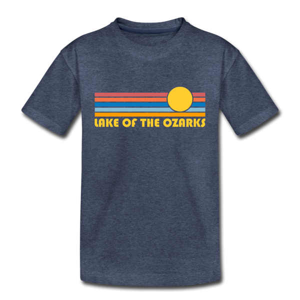 Lake of the Ozarks, Missouri Toddler T-Shirt - Retro Sun Lake of the Ozarks Toddler Tee - heather blue