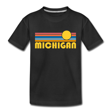 Michigan Toddler T-Shirt - Retro Sun Michigan Toddler Tee - black