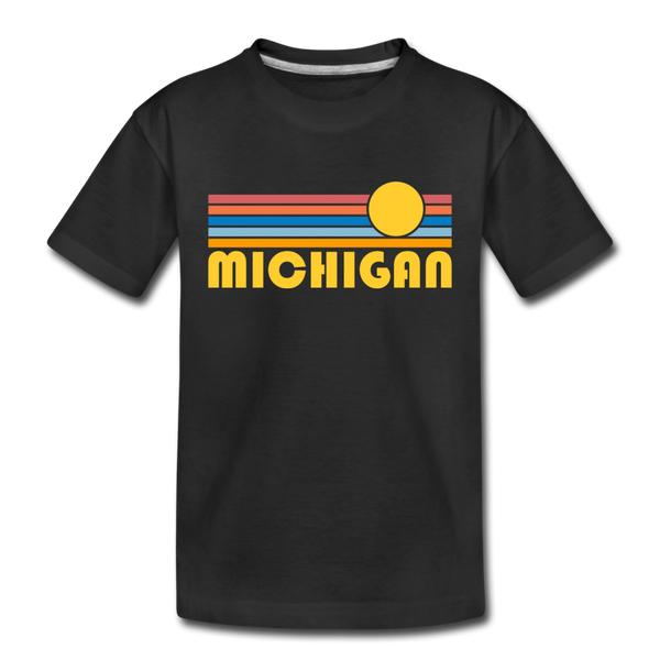 Michigan Toddler T-Shirt - Retro Sun Michigan Toddler Tee - black