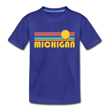 Michigan Toddler T-Shirt - Retro Sun Michigan Toddler Tee - royal blue