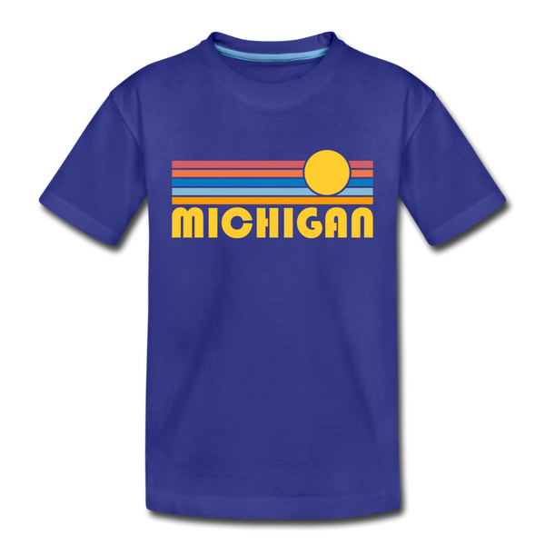 Michigan Toddler T-Shirt - Retro Sun Michigan Toddler Tee - royal blue