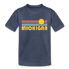 Michigan Toddler T-Shirt - Retro Sun Michigan Toddler Tee - heather blue