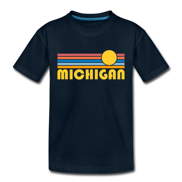 Michigan Toddler T-Shirt - Retro Sun Michigan Toddler Tee - deep navy