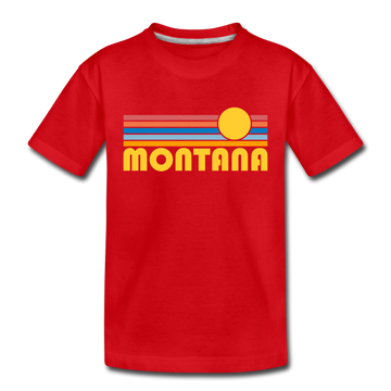 Montana Toddler T-Shirt - Retro Sun Montana Toddler Tee - red