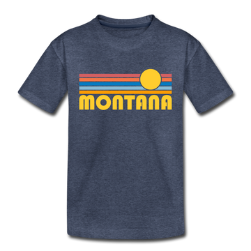 Montana Toddler T-Shirt - Retro Sun Montana Toddler Tee - heather blue