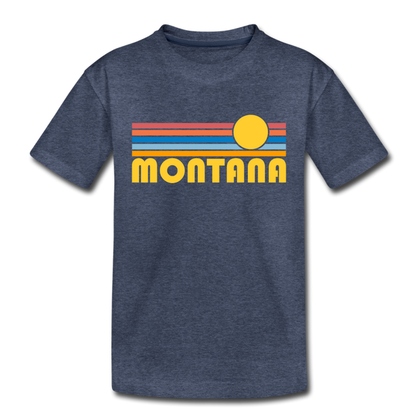 Montana Toddler T-Shirt - Retro Sun Montana Toddler Tee - heather blue