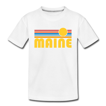 Maine Toddler T-Shirt - Retro Sun Maine Toddler Tee - white