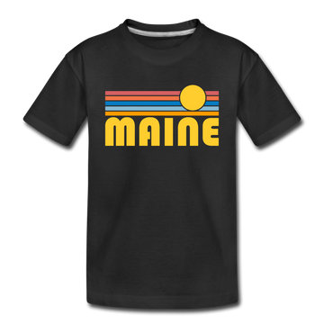 Maine Toddler T-Shirt - Retro Sun Maine Toddler Tee - black