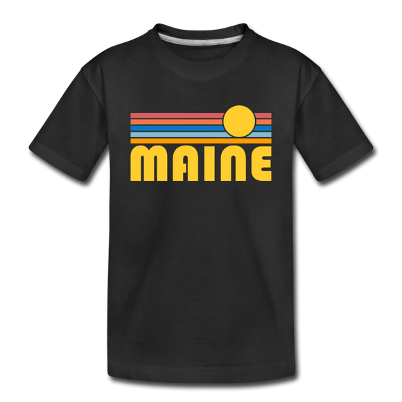Maine Toddler T-Shirt - Retro Sun Maine Toddler Tee - black