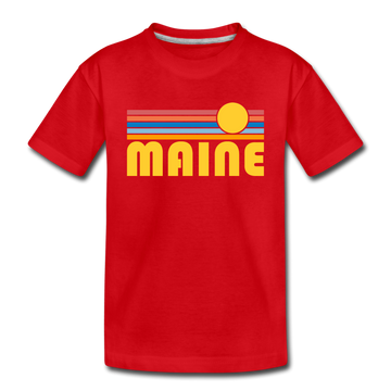 Maine Toddler T-Shirt - Retro Sun Maine Toddler Tee - red